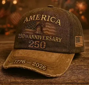 America 250th Anniversary 1776-2026 Vintage Washed Baseball Cap, Patriotic USA Flag Liberty Bell Embroidered Distressed Dad Hat for Men Women