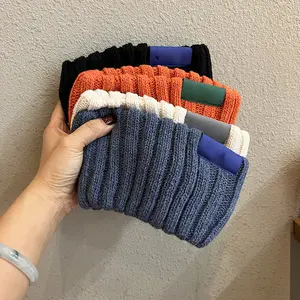 Korea Solid Color Wool Wide-Edge Sports Headband, Autumn and Winter Knitted Sports Forehead Protector, All-Matching Thick and Warm Head Wrap Hairband