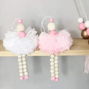 Ballet Dancer Hanging Wooden Beads Decor Girls Nursery Ornament