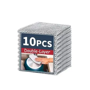 10 Counts Premium Stainless Steel Dish Scrubbers Heavy Duty Non-Scratch Cleaning Pads for Pots Pans & Sinks Reusable Rust-Proof Dishwasher Safe Silver Kitchen Sponges