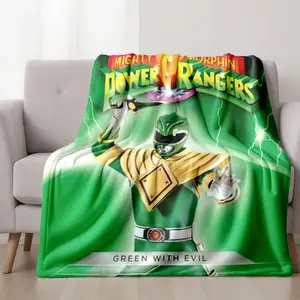 Power Rangers Super Soft Fleece Blanket - Official Mighty Morphin Power Rangers Design with Green Ranger & Iconic Logo, All-Season Plush Bedspread for Bed & Sofa, Machine Washable Polyester Gift for Fans, Birthday & Holiday Present