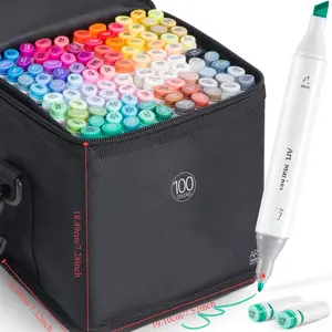 2024 Alcohol Markers Double Tipped Art Marker Set for Artists Adults Coloring Sketch Illustration - Chisel & Fine Dual Tips - 100 Colors - Oahu Series of Ohuhu Markers - Refillable Ink