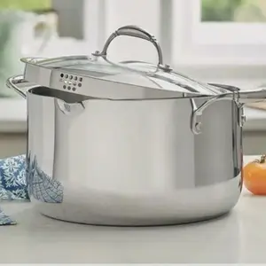 Princess House 11QT Tri-Ply Stainless Steel Pot w/ Strainer Lid