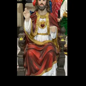 Cristo Rey 12' Religious Decor - Detailed Statue with Red Robe and Gold Accents for Church or Home Altar