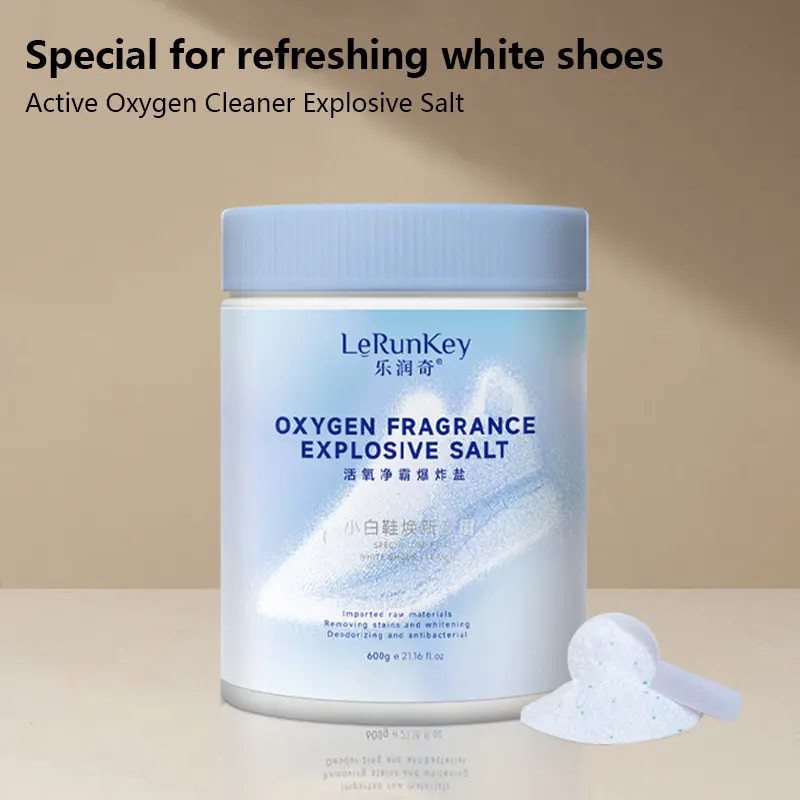 Lerunkey Active Oxygen Shoe Cleaner 600g Laundry Detergent Powder Explosive Salt Laundry Cleaner Bio Enzyme Laundry Booster, Removes Stubborn Stains, Sweat, Oil, Blood oil stain, Non-irritating for Shoes Toys