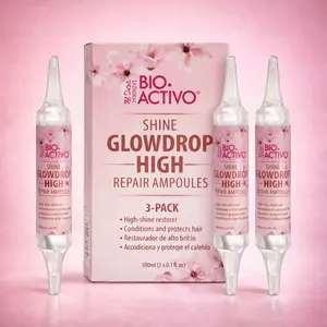 Bio Complex 3-Pack Bio Activo GlowDrop High Shine Hair Ampoules - Dominican Leave-In Liquid Treatment with Argan Oil, Haircare for Intense Shine, Frizz Control, Smooth Lightweight Salon-Quality Daily Use [Mother's Day Special], Infused Leave-In Treatments