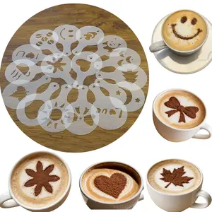 16pcs Bread Stencils, Dessert Decoration Templates, Coffee Art Molds, Latte Art Tools, Foam Sprayer Stencils, Cake Decorating Stencils