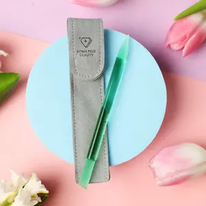 Bona Fide Beauty Glass Cuticle Pusher in Jade - Spring Refresh For Your Nails - Gentle Manicures Nail Care At Home - 2-in-1 Tool Easy To Clean Nail Products - Natural Nail Prep Acrylic and Gel Manicure - Reusable Washable Gentle