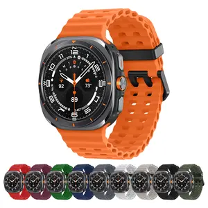 Compatible with Samsung Galaxy Watch Ultra 47mm Soft Sport Silicone Breathable Wear resistance Strap - Adjustable Band for Men & Women, Black/Orange/Red/Starlight Color Options ,10Pack/7Pack/6Pack with Cases/4Pack