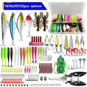 78/106/107/132pcs Fishing Lure Sets, Bionic Soft Lure, Crank Lure, Rotary Lure, Spoon Lures, Triple Hook, Plastic Worm, Lead Hook, Fish Hook, Lead Pendant,Fishing Gifts