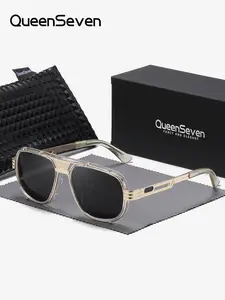 QueenSeven 1 Pair Unisex Modern Interpretation Full Frame Sunglasses Refined Design Square Frame Polarized Sunglasses UV400