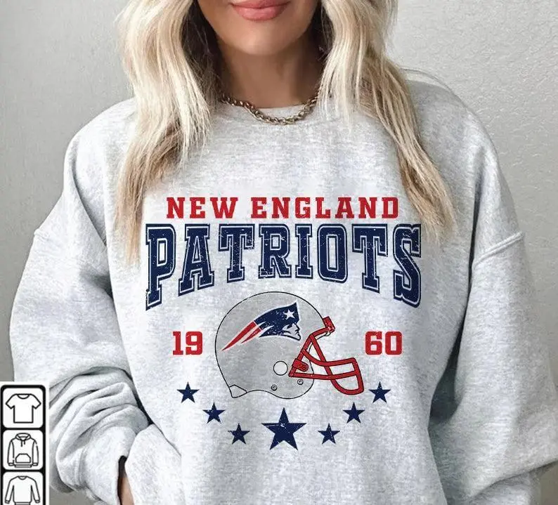 New England Football Sweatshirt, Vintage 90s Football Sweater, Made In USA, Gift For Football Fan
