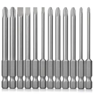 12pcs ASDTODW Screwdriver Bit Set, S2 Steel, 3-Inch Long with Slotted & Phillips Heads, 1/4" Hex Shank, Magnetic for Precision Drilling in Industrial Settings, Power Drill Compatibility|Organized Toolset|S2 Steel Tools, ASDTODW Hardware Heavy Duty
