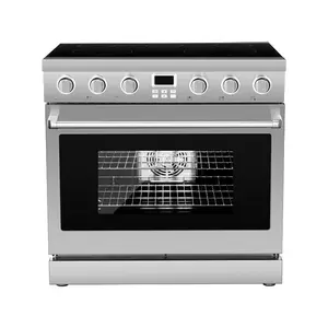 VEVOR 30 in Electric Range Oven, 4.8 Cu. Ft. Capacity Compact Freestanding Oven, Stainless Steel Kitchen Stove, with 5 Burners, Timer, Self-Cleaning, Easy Reach Racks, Storage Drawer(No Power Cord)