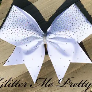 Cheer Bow Rhinestone Custom Team White Bow