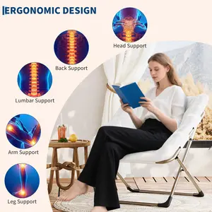 Garvee Comfy Faux Fur Saucer Chair for Adults – Collapsible Lounge Accent Chair – Sturdy Metal Frame – 300 LB Capacity – No Assembly Needed – Ideal for Bedroom, Dorm, Apartment, Living Room – Perfect for Small Spaces