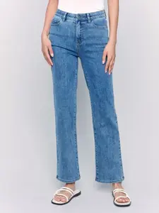 Charlie B Medium Blue Charlotte Mid Rise Straight Leg Denim Jeans
