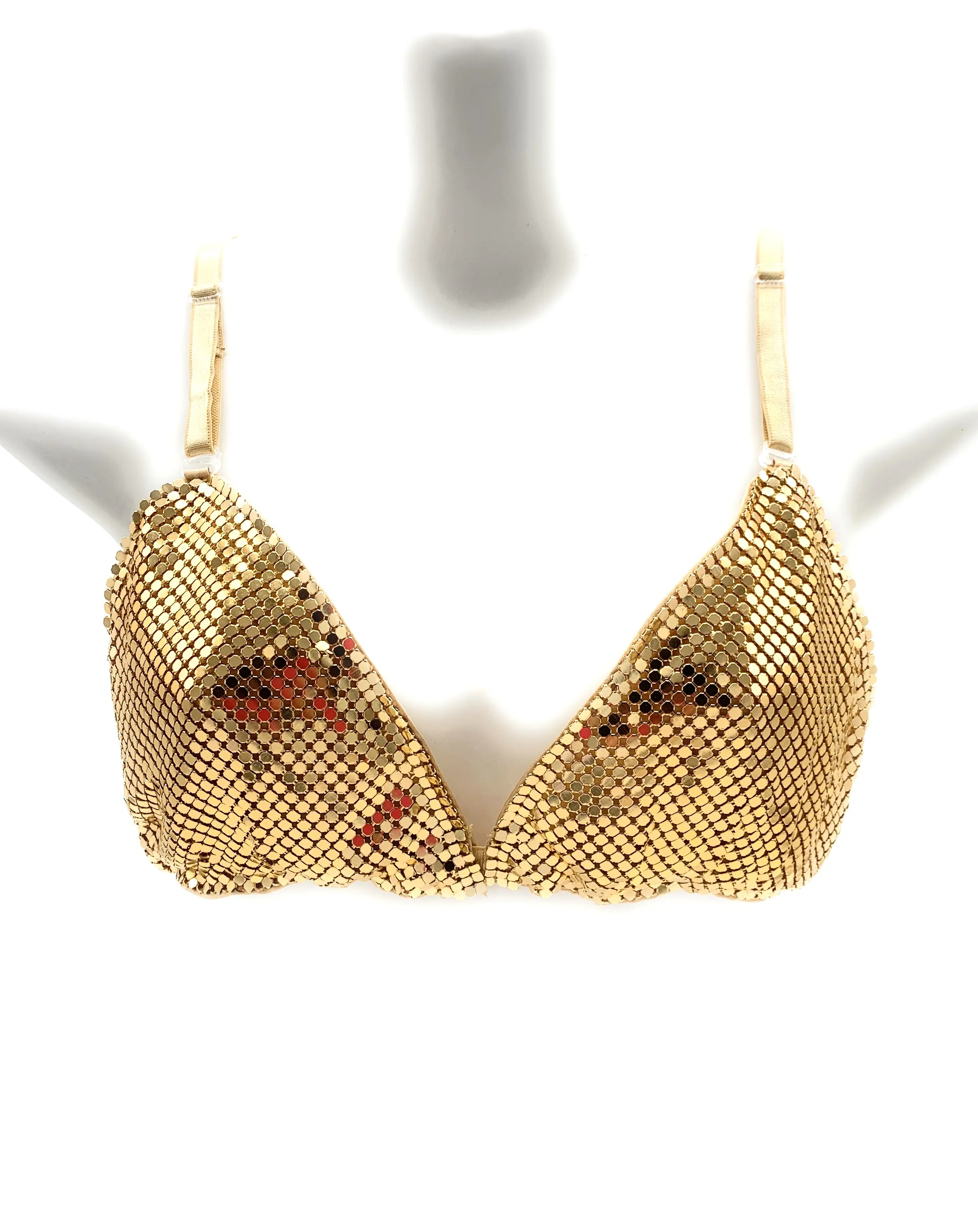Women’s Y2K Metal Mesh Halter Top – Sparkly Shimmer Party Clubwear Crop Top