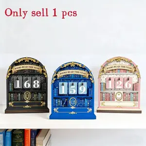 Wooden Vintage Book Reading Recorder, Tracks Up to 999 Books, Ideal for Reading Logs & Bookshelf Counters, Retro Design