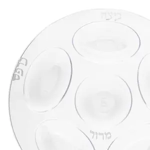 Clear with Silver Round Section Tray Disposable Plastic Seder Plates (12")
