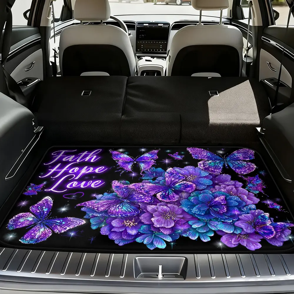 1pc, Glittering Butterflies and Blooms trunk liner, SUV cargo floor cover, Car Floor Mats, Car Interior Accessories Girls, mat for luggage, family groceries, for decorative interiors, Car Accessory, Car Accessories Women