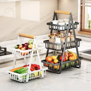 Multi-layer Kitchen Storage Basket, 1 Count Multifunctional Detachable Fruit & Vegetable Basket, Kitchen Storage Organizer for Home Dining Room Office Picnic