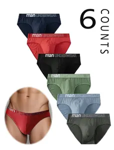 6 Pairs a set BoomBoomHouse Men's Underwear Briefs, Moisture Wicking, Assorted Color Multipacks Men's Briefs Pack,Cool & Breathable Cotton Underwear