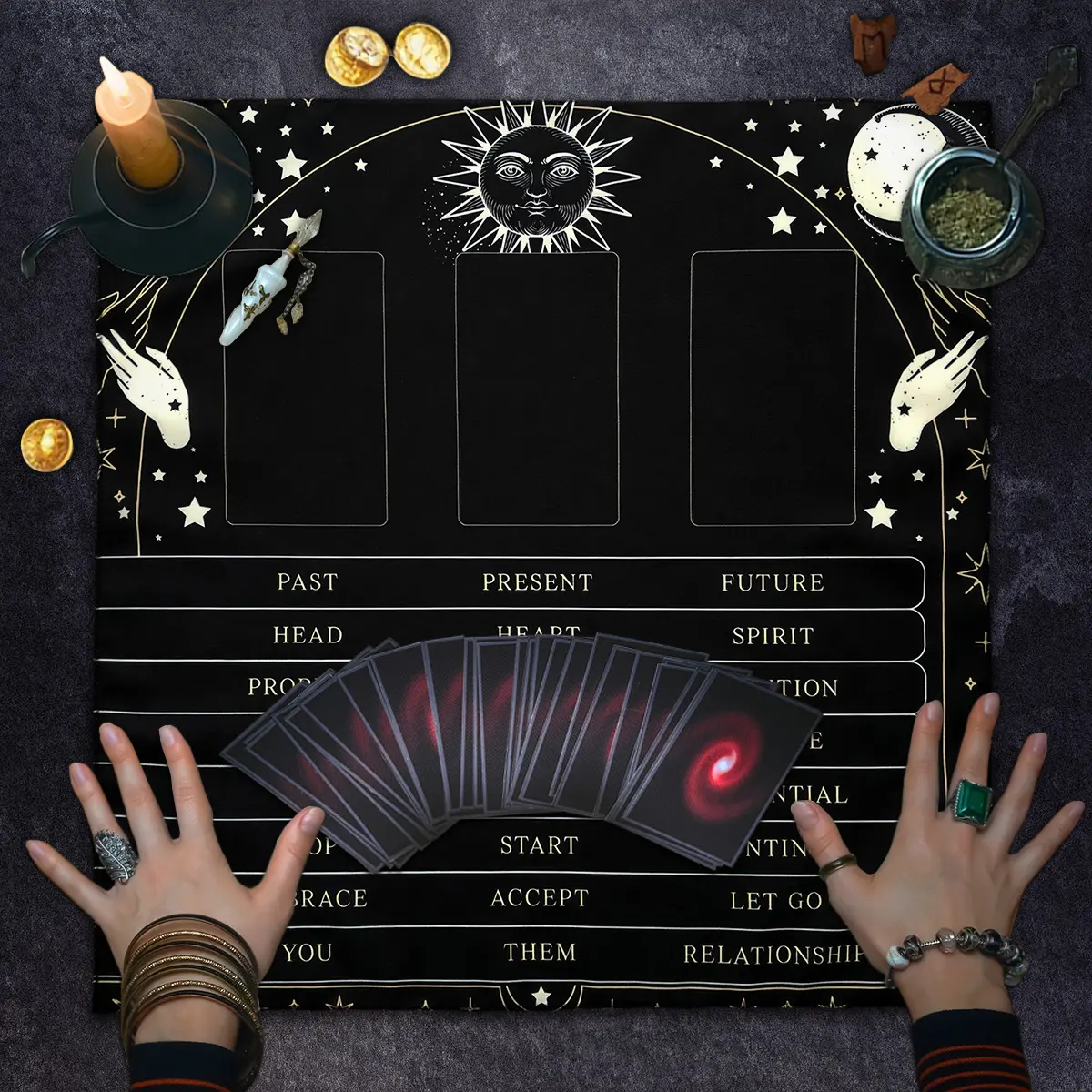 Tarot Card Tablecloth, 1 Count Creative Tarot Card Divination Decoration Altar Cloth, Astrology Ritual Cloth, Aesthetic Party and Gathering Decoration