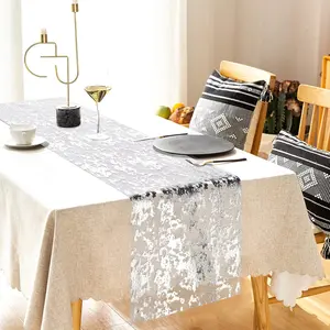 Glitter Table Runner, 1 Count Modern Exquisite Elegant  Tablecloth, Table Decoration Supplies for Home Dining Room Wedding Birthday Festival Party Holiday Gathering