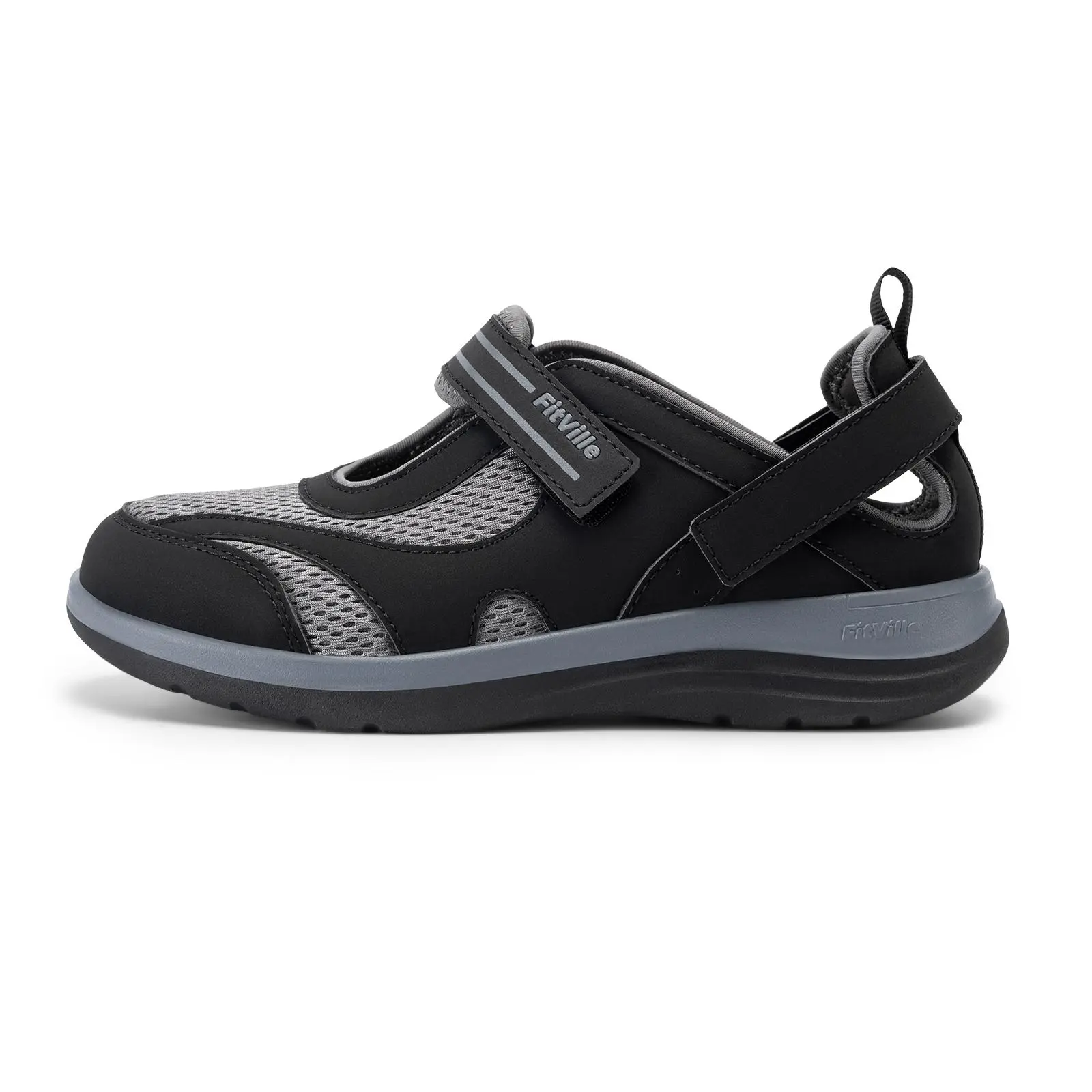 Fitville Women's Wide Mary Jane Walking Shoes, Breathable Mesh with Arch Support and Adjustable Strap, Slip-Resistant for Arthritis and Swelling, Rubber, Lightweight, Ankle, Diabetic sohochic