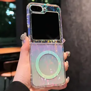 Z Flip 7 Case Laser for Magsafe Transparent Folding Cases for Samsung Galaxy Z Flip 7 6 5 4 3 Flip7fe Flip7 Dazzling PC Funda