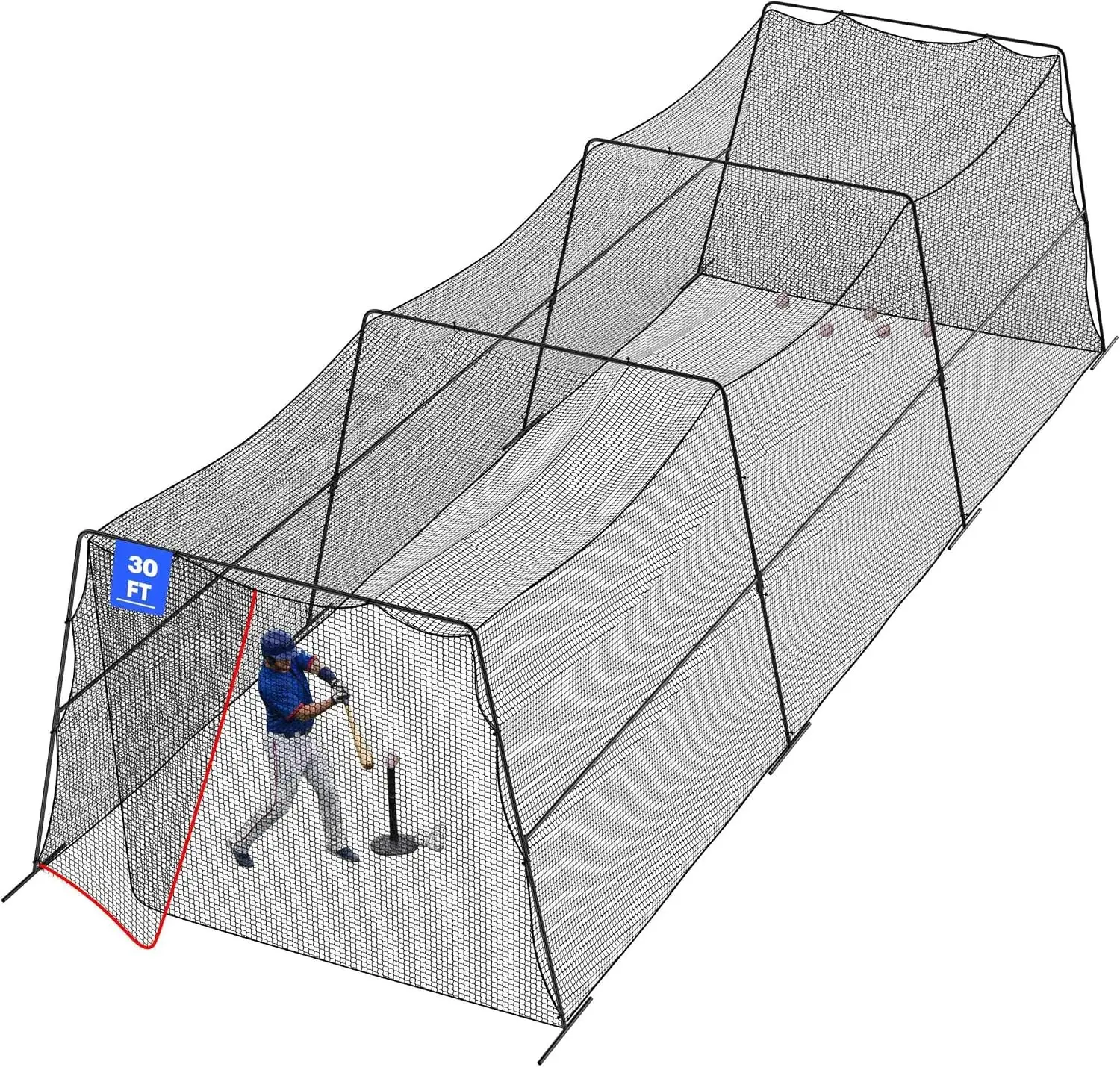 Baseball Batting Cages for Backyard with Net and Frame, 20/30/40FT | Batting Cage Net for Backyard, Indoor Outdoor Baseball/Softball Collapsible Black Frame and Net, Includes Repair Patch Kit