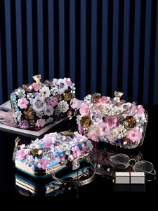 Handmade Sweet Flower Evening Bag, Wedding Bride Handbag, Elegant Party Clutch, Embellished Clutch, Traditional Qipao Accessory, Cross-Border New Arrival, Elegant Purse, Fashionable Versatile Purse