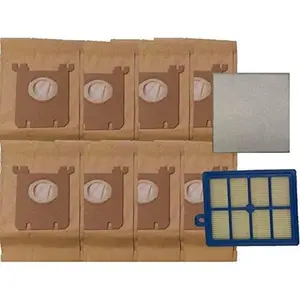 8 Style Ox /  Style S Paper Micro Allergen Bags + 1 H12 Washable & Reusable Hepa Filter + 1 Pre Filter, Fits Electrolux Oxygen and Eureka Canister Vacuum Cleaners Compare To Part #'s 61230, EL020, EL012B,1130535-01
