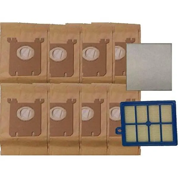 8 Style Ox /  Style S Paper Micro Allergen Bags + 1 H12 Washable & Reusable Hepa Filter + 1 Pre Filter, Fits Electrolux Oxygen and Eureka Canister Vacuum Cleaners Compare To Part #'s 61230, EL020, EL012B,1130535-01