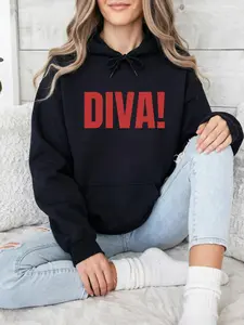 Women's Diva Slogan Graphic Print Comfort Hoodie 100% Cotton Oversized Sweatshirts For Women Essential Y2K McBling Aesthetic Sassy Baddie Cute Unisex Casual Hoodie Eco-friendly Hot Stamping