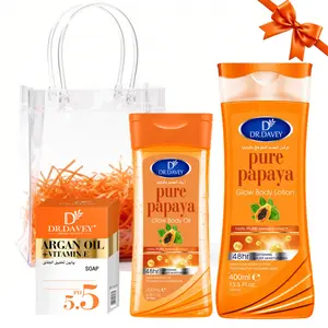 Papaya Skincare 3-piece set Papaya Body Lotion +Moroccan Nut Oil+Vitamin E Soap +Papaya Glow Body Oil Autumn and winter skin care package cleaning moisturizing, Hydrating for Body, Face, Hand, travel, Souvenirs for women, mothers, girlfriends