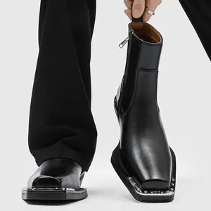 Men's avant-garde split-toe lace-up derby shoes with polished upper and structured lug sole, bold statement formal-casual hybrid footwear for modern edgy styling