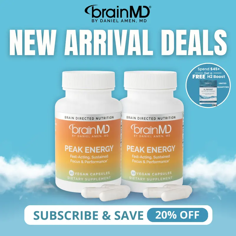 Peak Energy 2-Pack Bundle | BrainMD | 60 Capsules (2x30) | Clean Energy & Focus Support | Muscle Performance, Endurance & Mental Clarity | PEAK ATP & Enfinity Paraxanthine