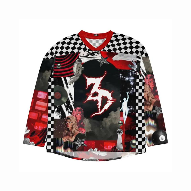 Zeds Dead Inspired Rave Jersey, Psychedelic Bass Music Outfit, Trippy Festival Fashion, Oversized Hockey Jersey for Ravers