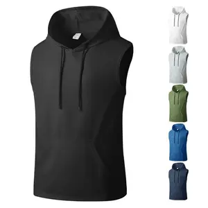Men's Loose Fit Lightweight Quick-Dry Hooded Tank Top Sleeveless Gym Vest with Drawstring Hood Breathable Solid Color for Basketball Running & Training Summer WearGift