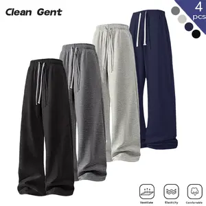Clean Gent Men's Solid Color Jogger Pants with Drawstring Waistband, Casual Comfortable Loose Fit Pocket Running Pants, Suitable for Everyday Wear, All-Season Versatile Trousers, Sports and Leisure Men's Sweatpants