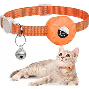 For Apple Airtag Cat Collar,Air Tag Pet Collar with Airtag Holder and Bell Reflective GPS Kitten Collar for Girl Boy Cats Gatos Does not apply pink  collar