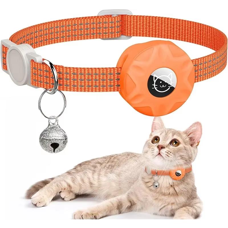 For Apple Airtag Cat Collar,Air Tag Pet Collar with Airtag Holder and Bell Reflective GPS Kitten Collar for Girl Boy Cats Gatos Does not apply pink  collar