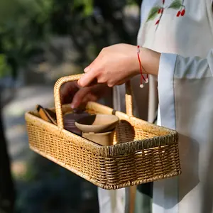 Hand-woven handle storage basket-multifunctional home decoration, solid handle basket, storage basket, storage basket, Organiser