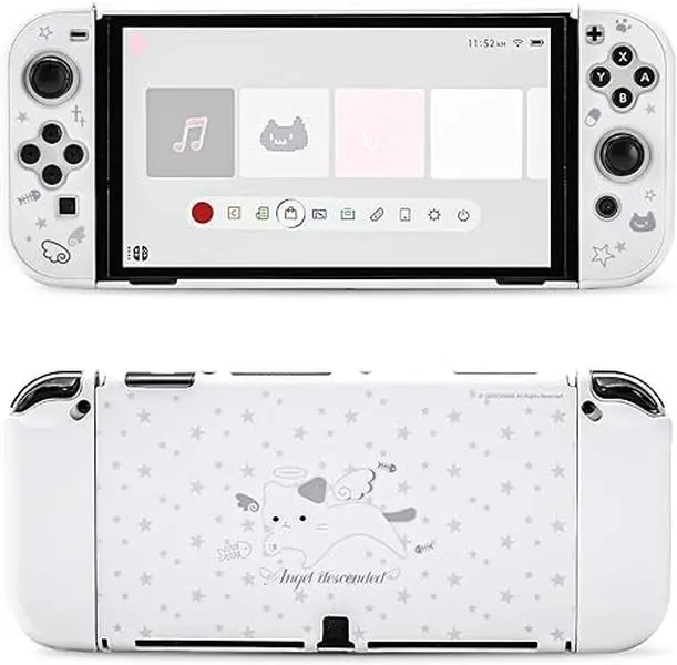 GeekShare Cute Protective Case for Switch OLED Slim Cover Case Hard PC Protective Shell Compatible with Switch OLED - Angel Descended