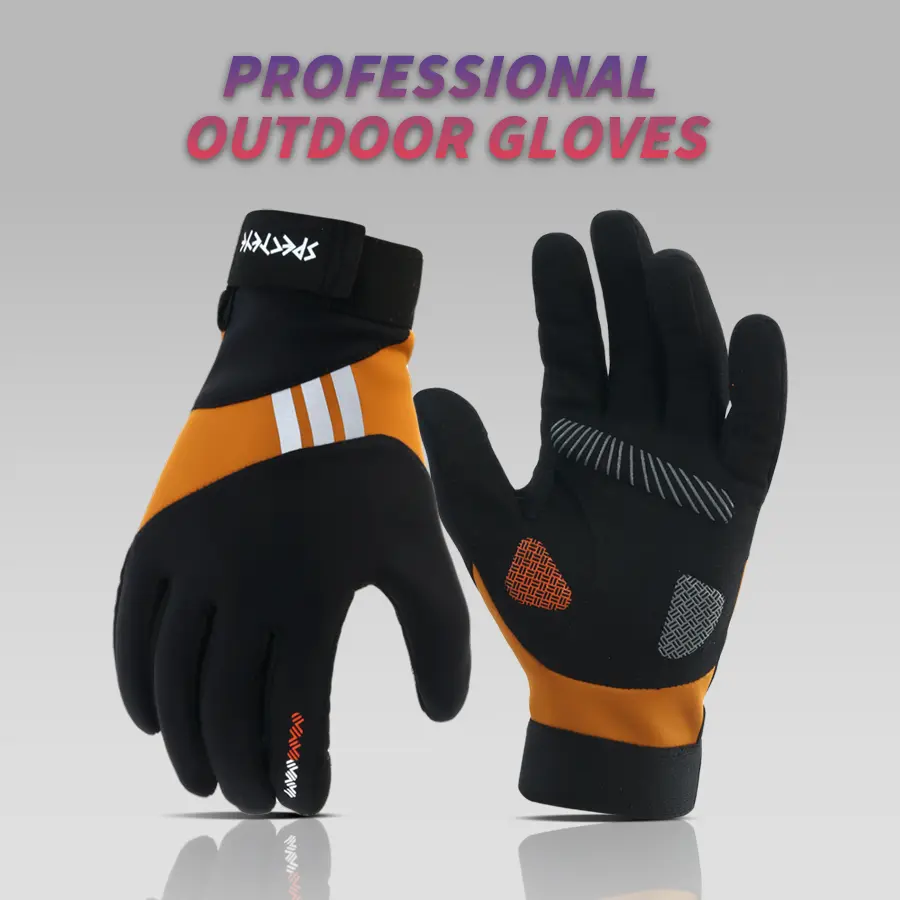 Professional Waterproof Ski Gloves, Striped Color Block Thermal Snowboard Winter Gloves
