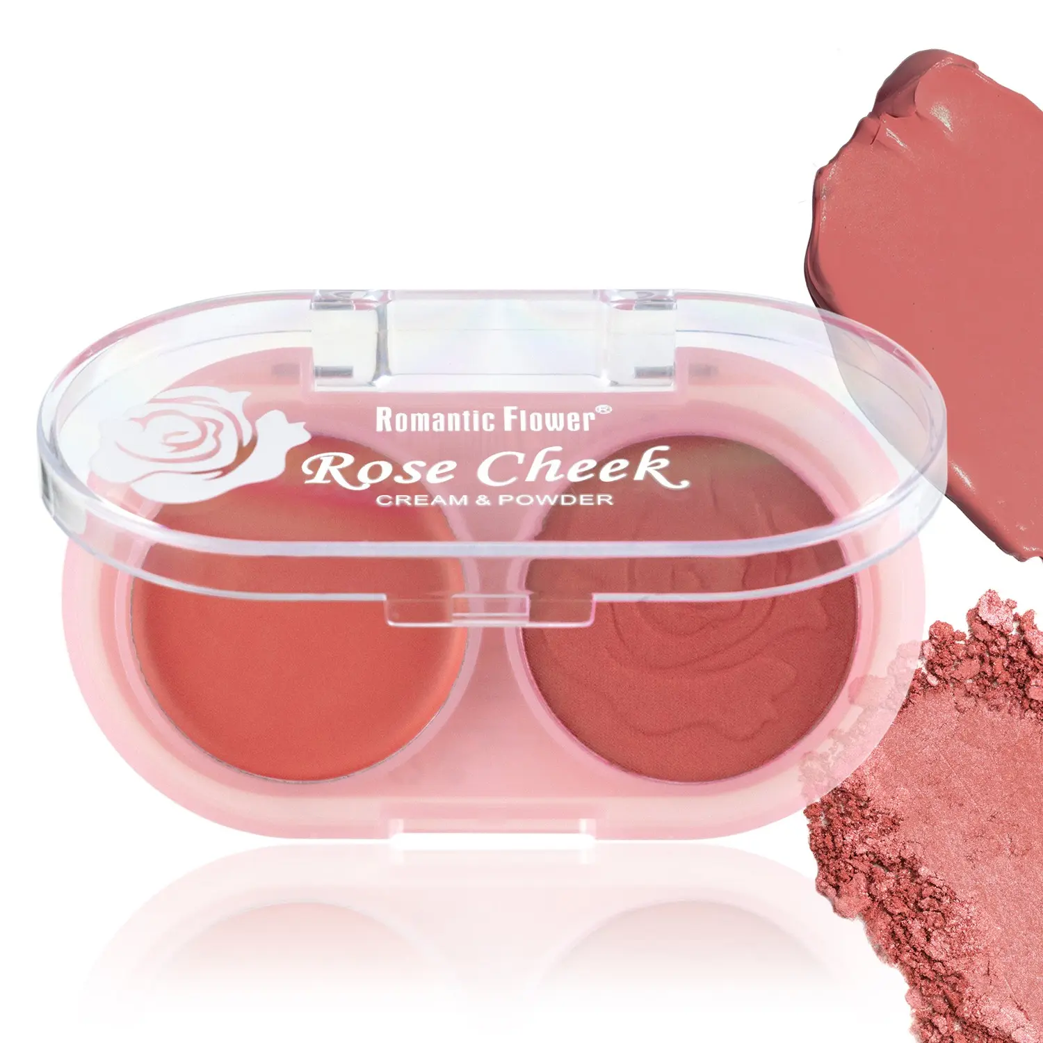 2 in 1 Cream&Powder Blush, 2 Color Portable Waterproof Long Lasting Matte Face Makeup Blusher, Beauty Cosmetics