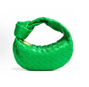Pre-owned BOTTEGA VENETA Mini Jodie Parakeet Green Intrecciato Knotted Handbag