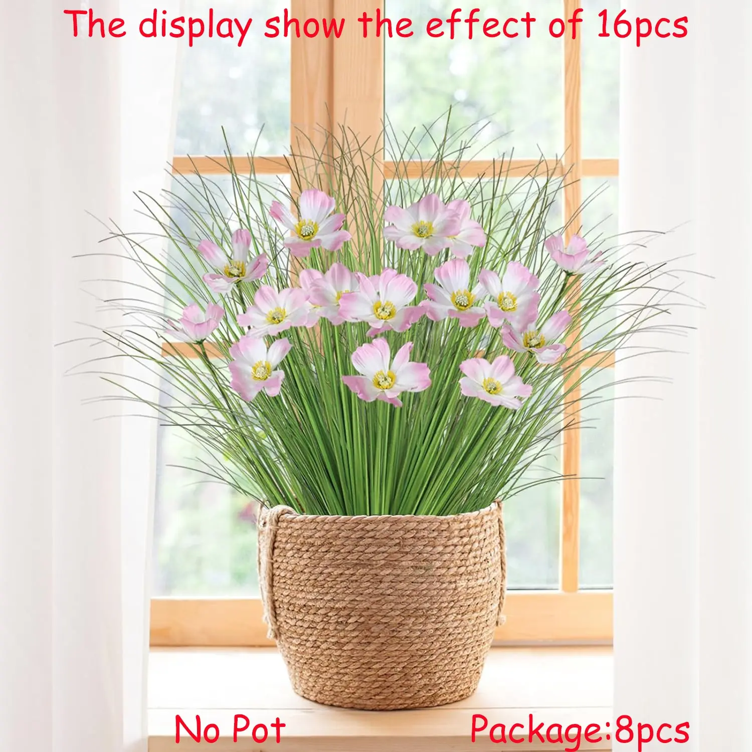 8 Bundles Spring Artificial Flowers Home Decoration Bouquet for Outdoors UV Resistant Fake Flowers No Fade Faux Plastic Outdoor Plants for Indoor Outside Planters Garden Porch Yard Window Home Decorations